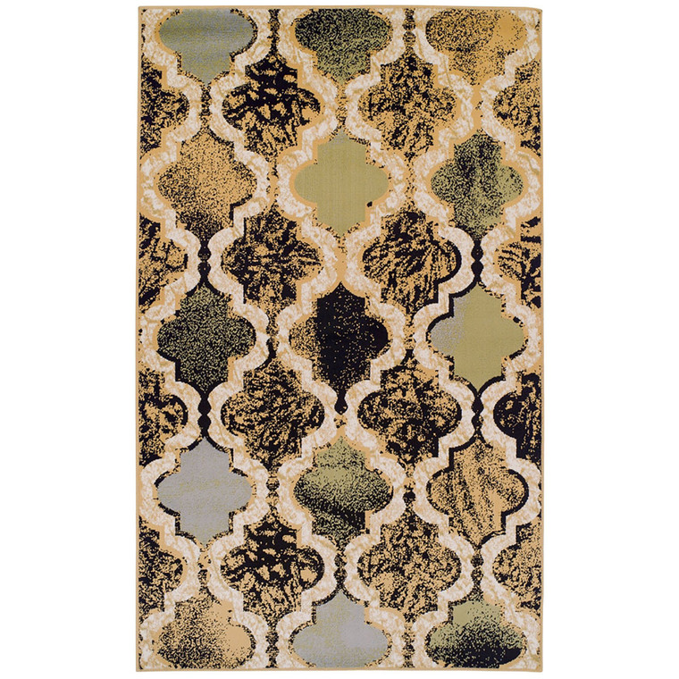 Homeroots 5' X 8' Multi Color Quatrefoil Power Loom Distressed Stain Resistant Area Rug 487216