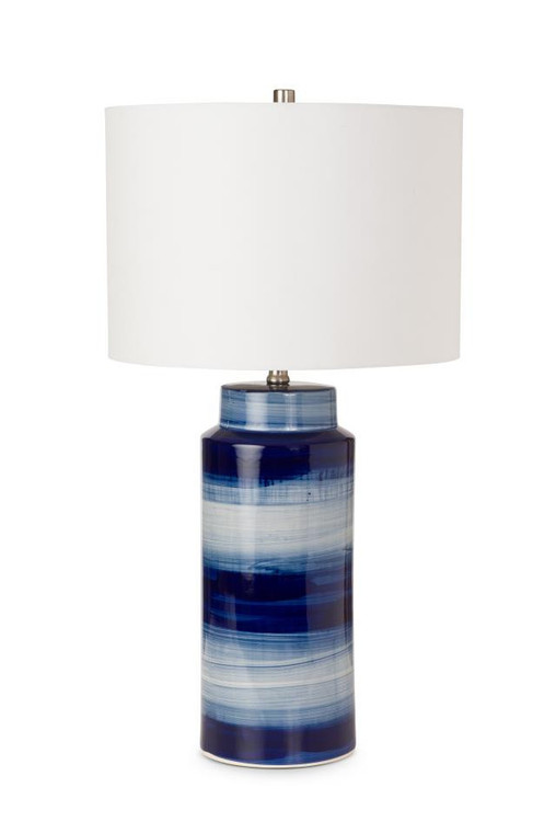 Homeroots Set Of Two 30" Blue And White Swirl Ceramic Table Lamps With White Shade 488341