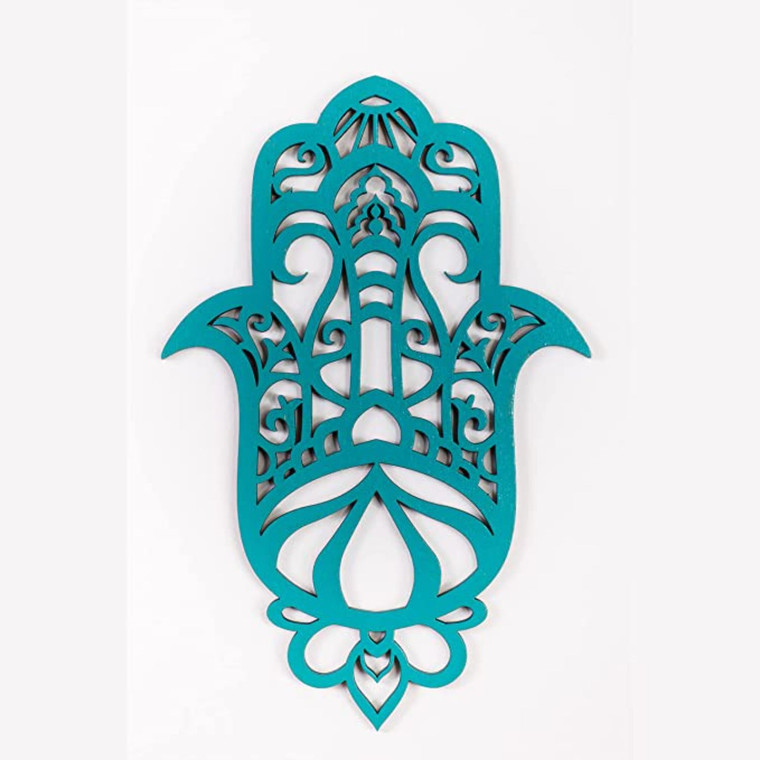 Homeroots Turquoise Solid Wood Geometric Shapes Wall Decor 488413