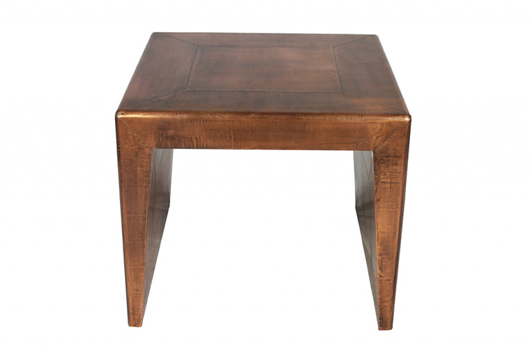 Homeroots 24" Copper Rustic Solid Wood Square End Table 488523