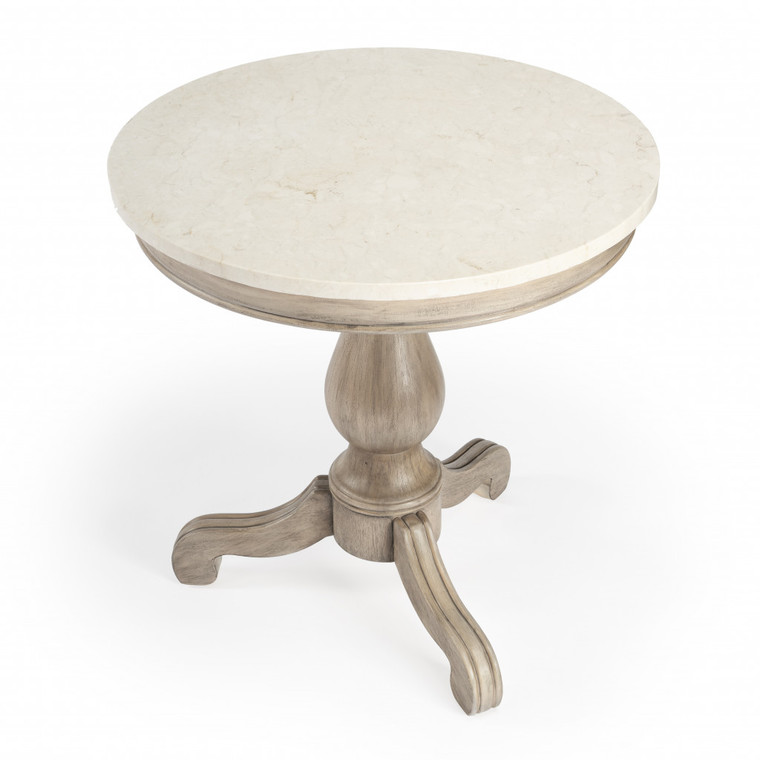 Homeroots 24" Light Brown Marble Round End Table 488923