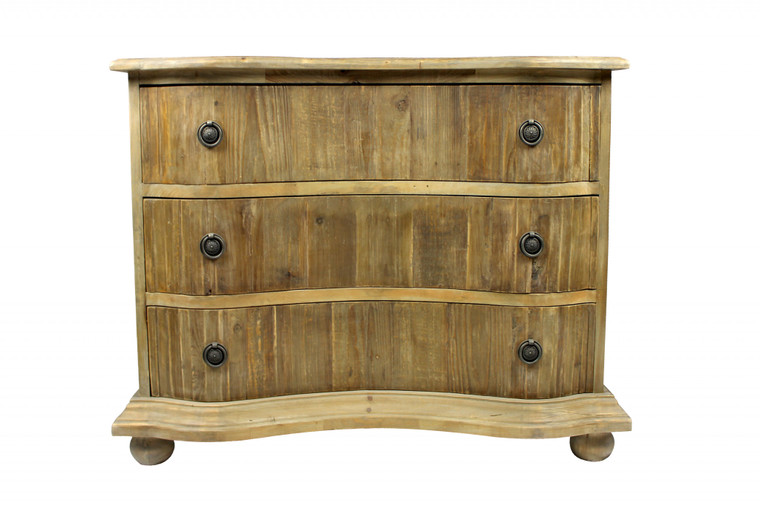Homeroots 44" Natural Solid Wood Three Drawer Standard Dresser 489227