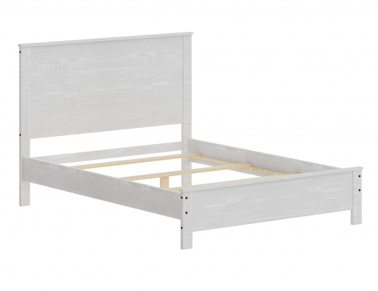 Homeroots White Solid Wood Full Double Bed Frame 490283