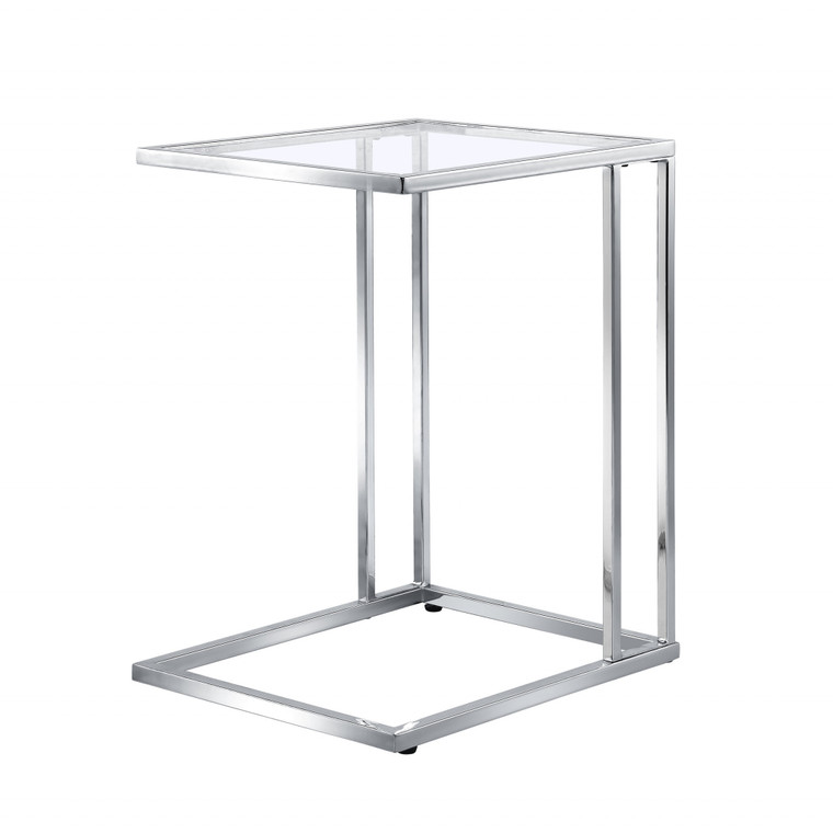 Homeroots 25" Chrome And Clear Glass Square End Table 493245