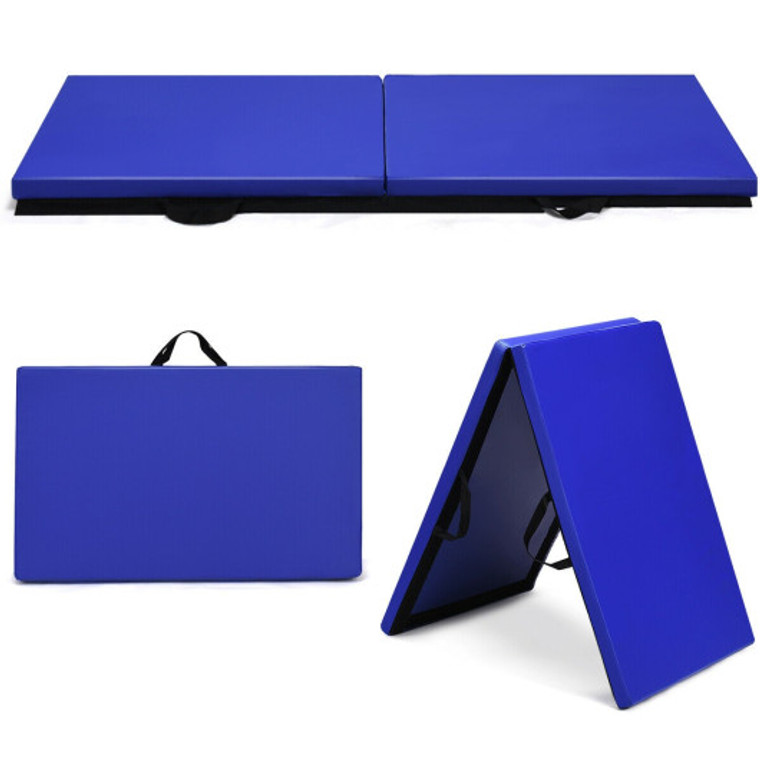 6 X 2 Feet Gymnastic Mat With Carrying Handles For Yoga-Blue FH10083BL