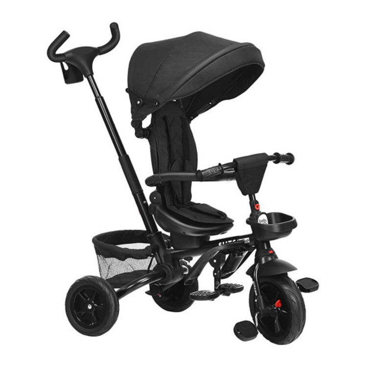 6-In-1 Detachable Kids Baby Stroller Tricycle With Canopy And Safety Harness-Black BC10124DK