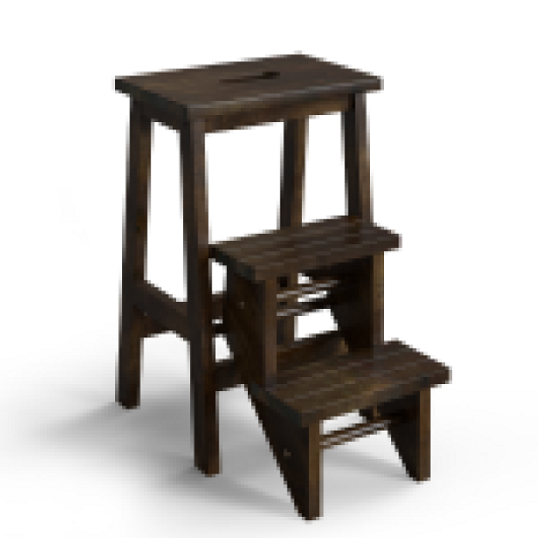 3-In-1 Rubber Wood Step Stool With Convenient Handle-Brown JV10590BN