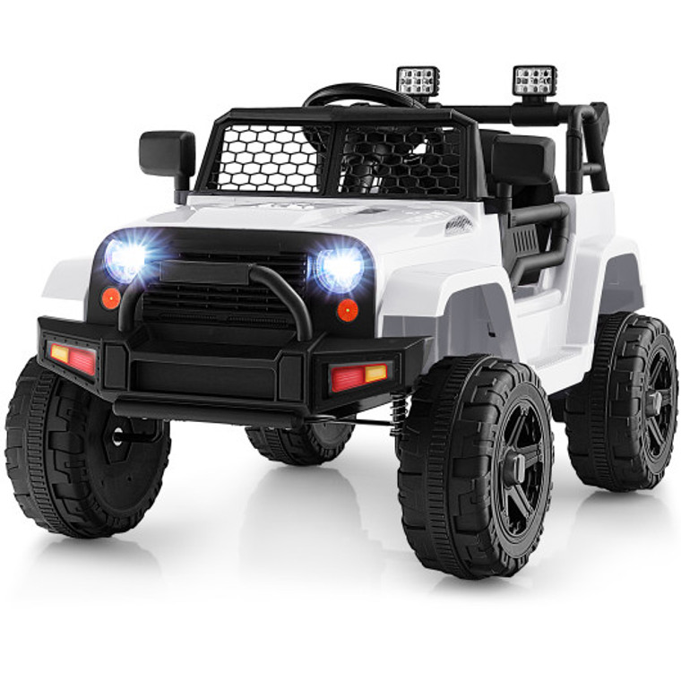 12V Kids Ride On Truck With Remote Control And Headlights-White TQ10133US-WH