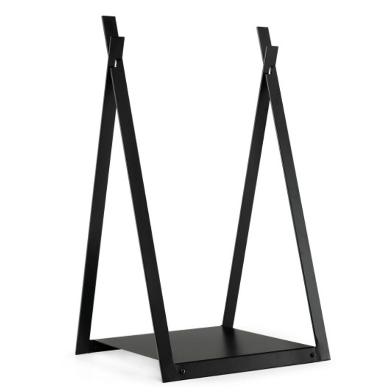 Triangle Firewood Rack With Raised Base For Fireplace Fire Pit-Black HV10295DK