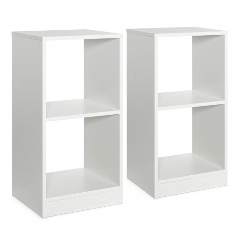 2 Pieces 2-Tier Bookcase Set With Anti-Toppling Device CB10441WH-2
