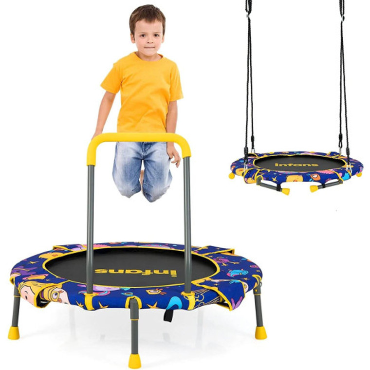 36 Inch Foldable Mini Trampoline For Kids With Adjustable Straps TY335172