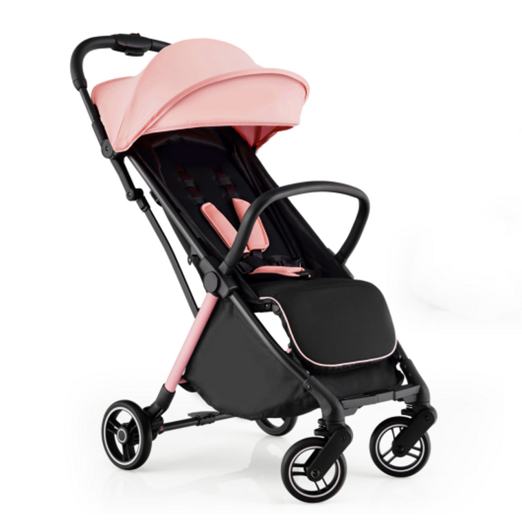 One-Hand Folding Portable Lightweight Baby Stroller With Aluminum Frame-Pink BC10130PI