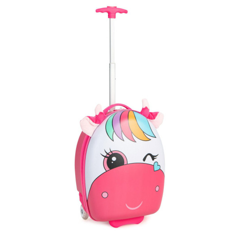 16 Inch Kids Rolling Luggage With 2 Flashing Wheels And Telescoping Handle-Pink BN10009