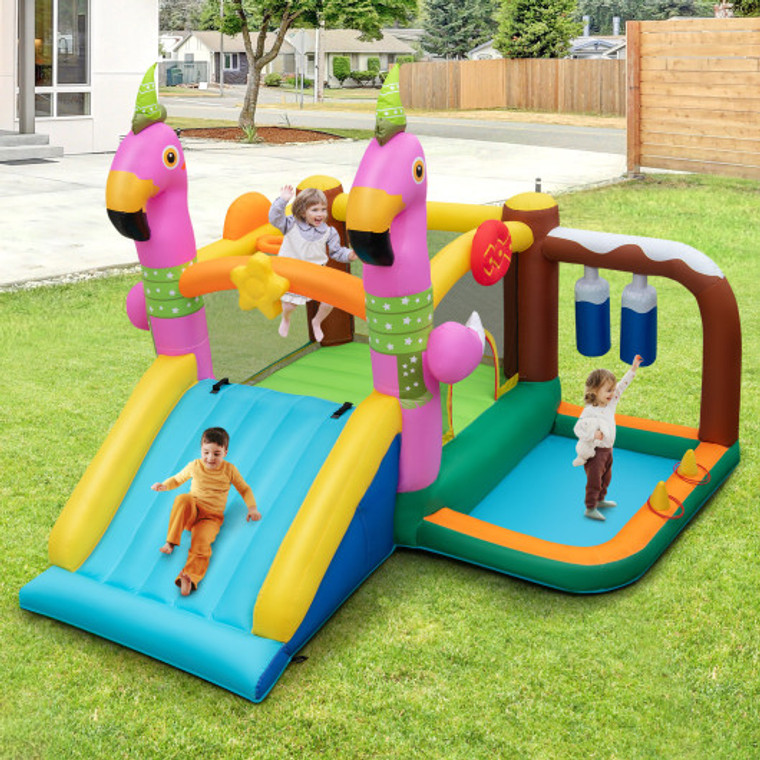7-In-1 Flamingo Inflatable Bounce House With Slide Without Blower NP10857