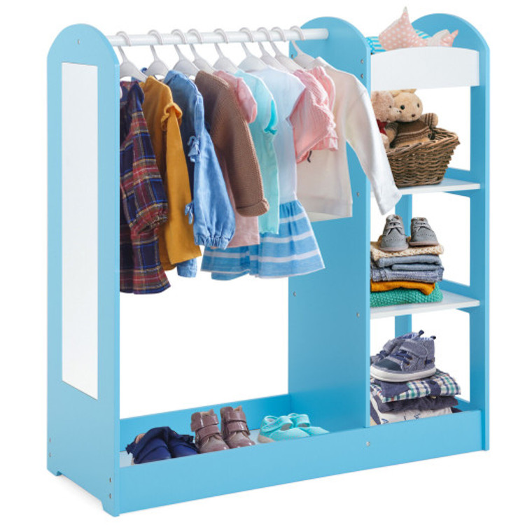 Kids Dress Up Storage With Mirror-Blue TP10021BL