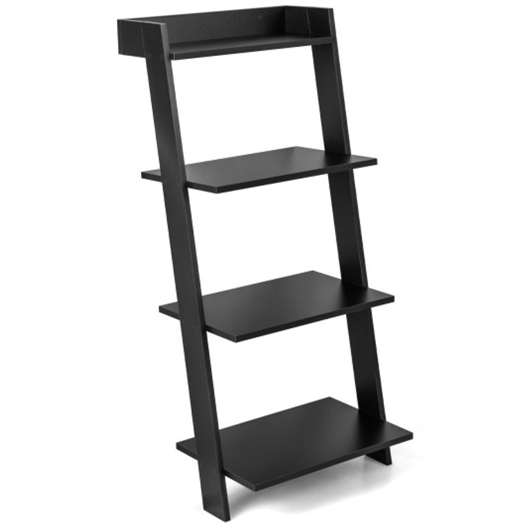 4-Tier Ladder Shelf With Solid Frame And Anti-Toppling Device-Black JV10533DK