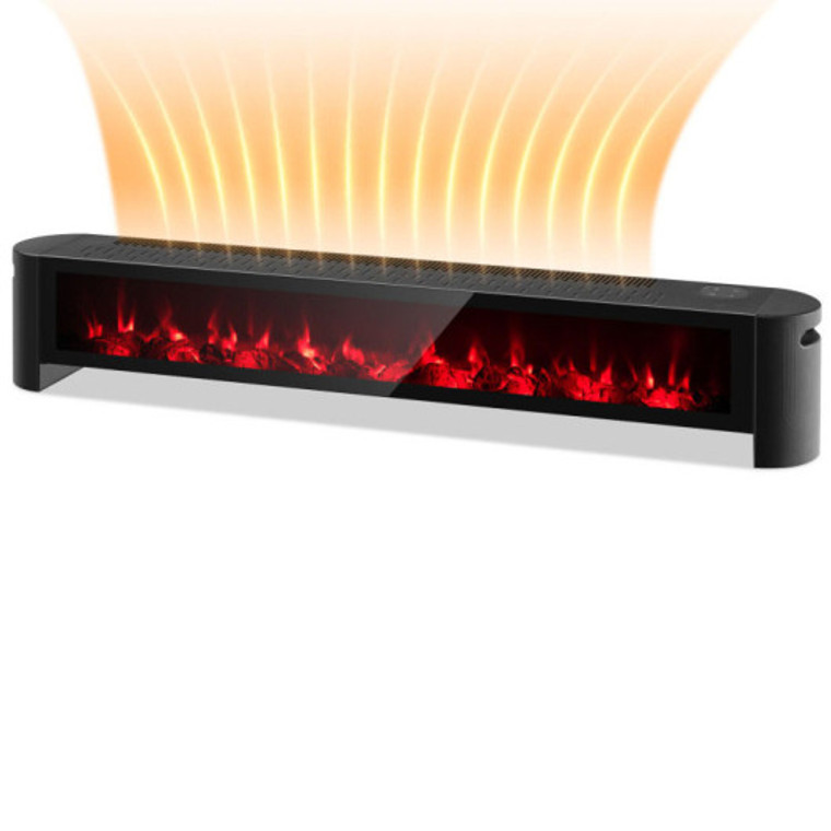 1400W Electric Baseboard Heater With Realistic Multicolor Flame-Black FP10180US-BK