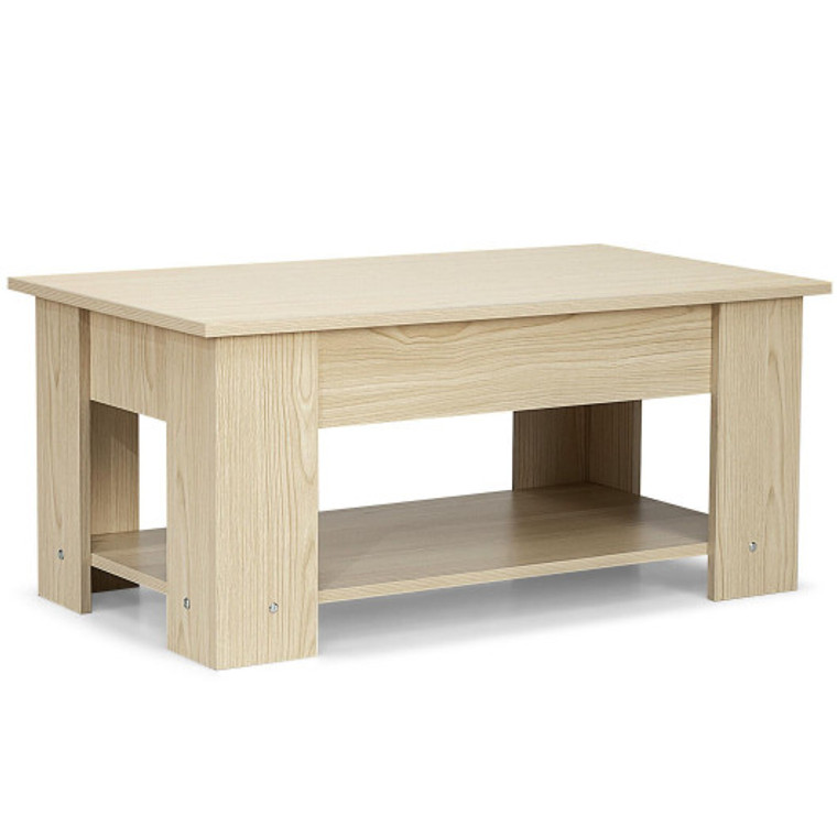 Coffee Table With Lift-Up Desktop And Hidden Storage-Natural HW63077NA