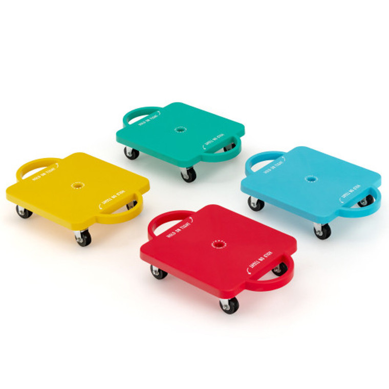 4 Pieces Kids Sitting Scooter Set With Handles And Non-Marring Universal Casters-Multicolor TS10058CL-4