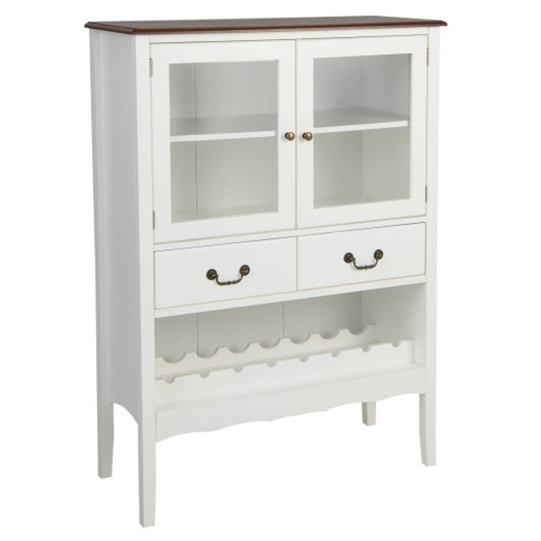 Sideboard Buffet Cabinet With 2 Tempered Glass Doors-White JV10445WH