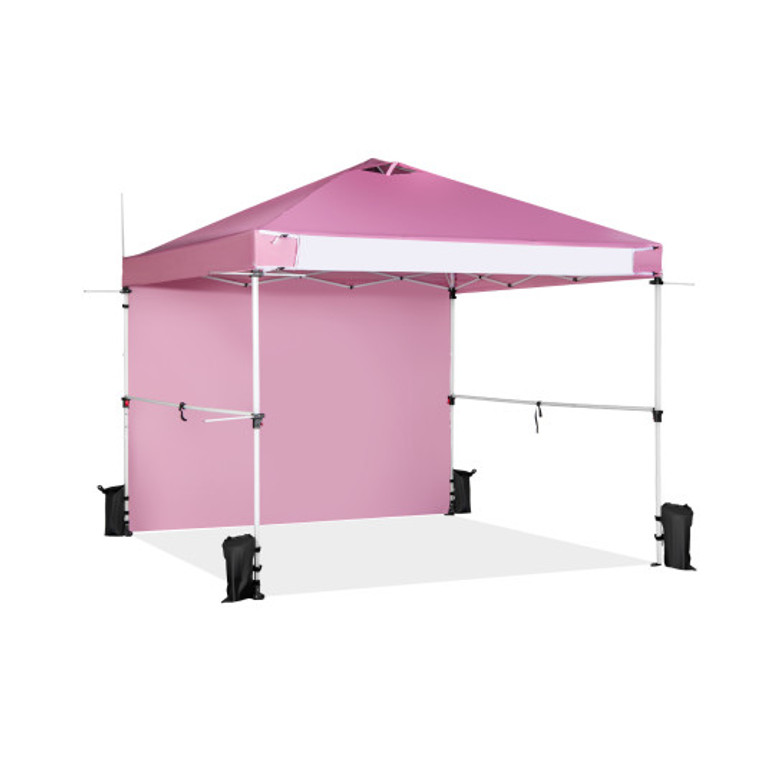 10 X 10 Feet Foldable Commercial Pop-Up Canopy With Roller Bag And Banner Strip-Pink NP10846PI