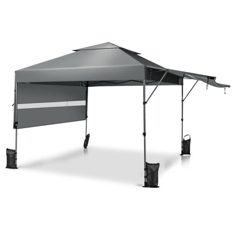 10 X 17.6 Feet Outdoor Instant Pop-Up Canopy Tent With Dual Half Awnings-Gray NP10844GR