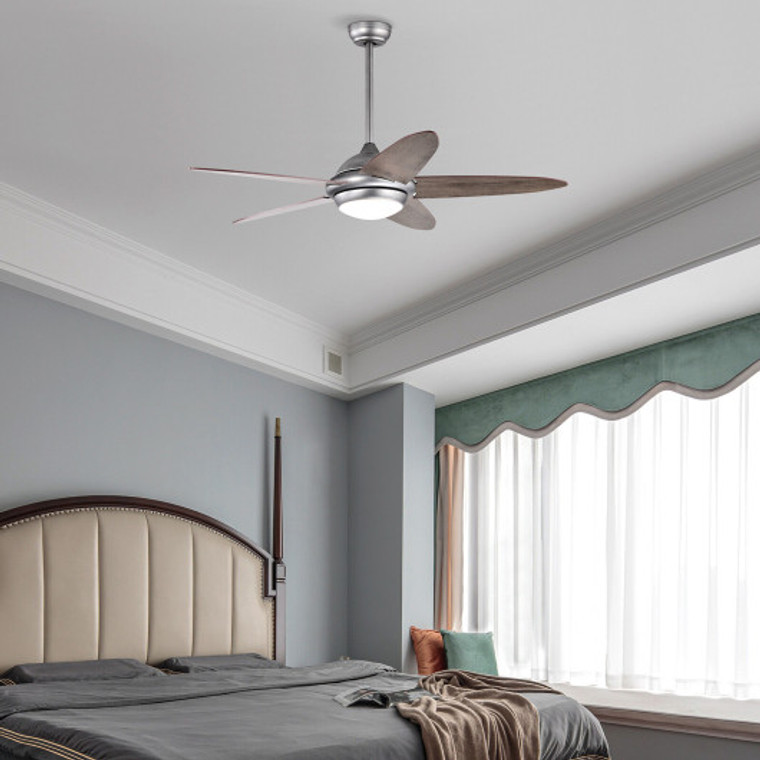 52 Inch Ceiling Fan With Lights And 3 Lighting Colors-Silver Gray ES10179US-SL