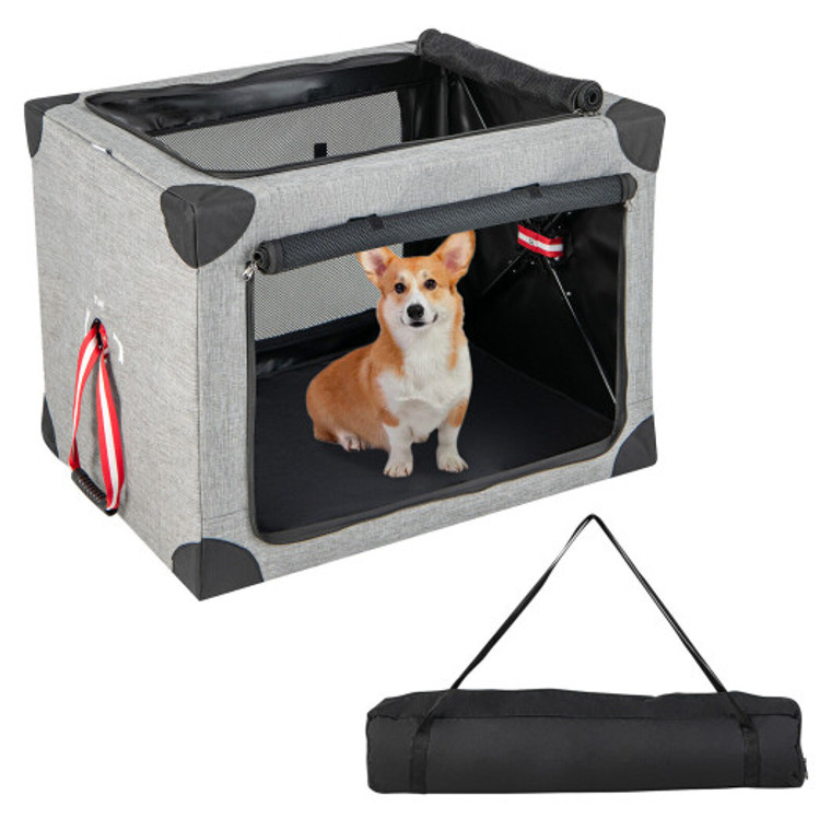 M/L/Xl 3-Door Dog Crate With Removable Pad And Metal Frame-M PW10046GR-M