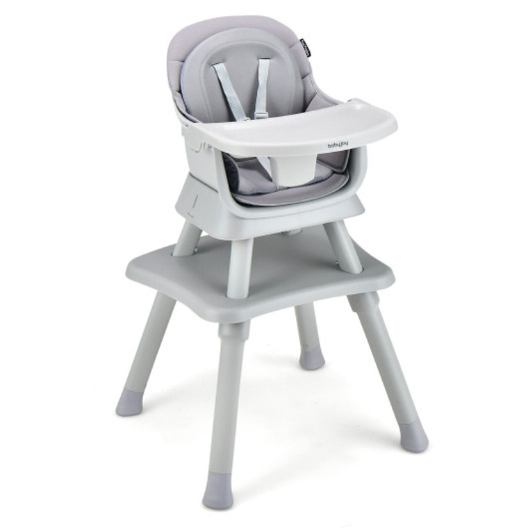 6-In-1 Convertible Baby High Chair With Adjustable Removable Tray-Gray AD10030GR