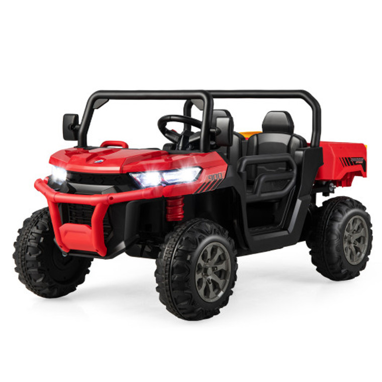 2-Seater Kids Ride On Dump Truck With Dump Bed And Shovel-Red TQ10119US-RE
