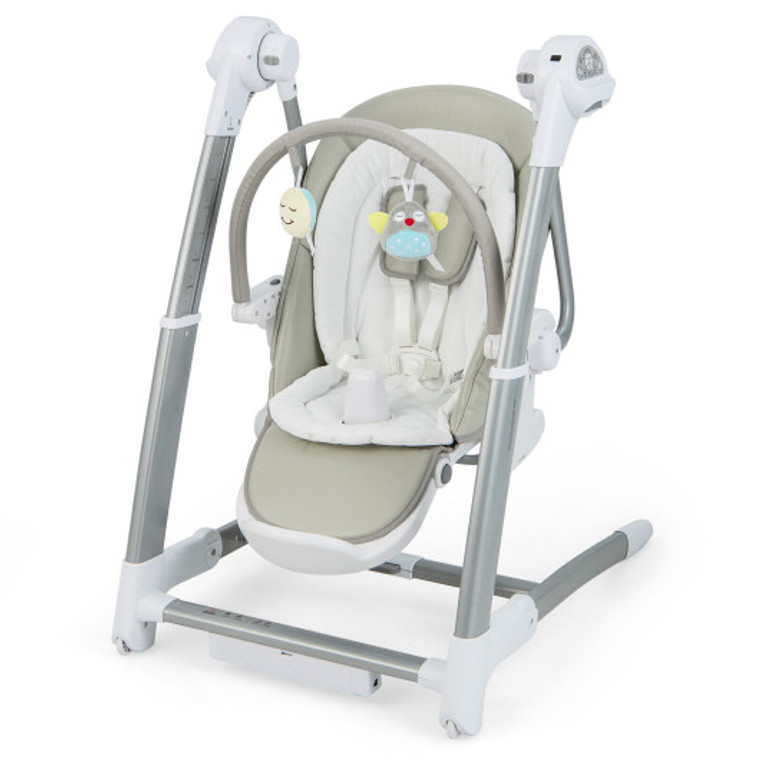 Baby Folding High Chair With 8 Adjustable Heights And 5 Recline Backrest-Gray BE10019US-GR