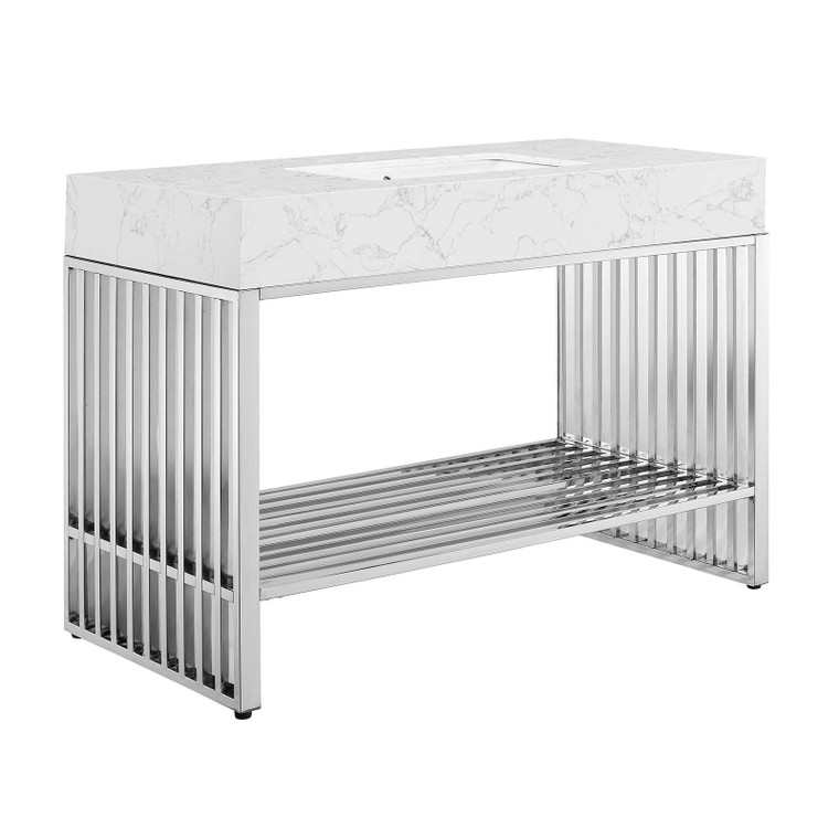 Gridiron Bathroom Vanity - White Silver EEI-6109-WHI-SLV By Modway Furniture