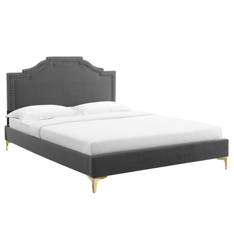 Adelaide Performance Velvet Twin Platform Bed - Charcoal MOD-6850-CHA By Modway Furniture