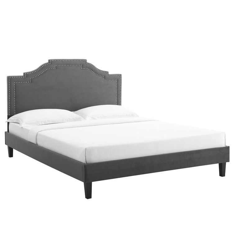 Adelaide Performance Velvet Twin Platform Bed - Charcoal MOD-6852-CHA By Modway Furniture