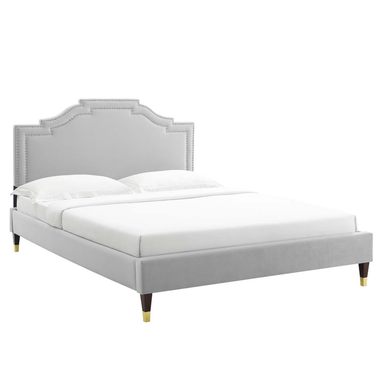 Adelaide Performance Velvet Full Platform Bed - Light Gray MOD-6857-LGR By Modway Furniture