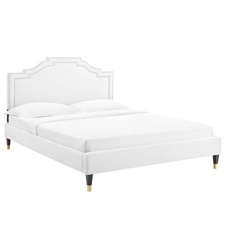 Adelaide Performance Velvet Twin Platform Bed - White MOD-6851-WHI By Modway Furniture