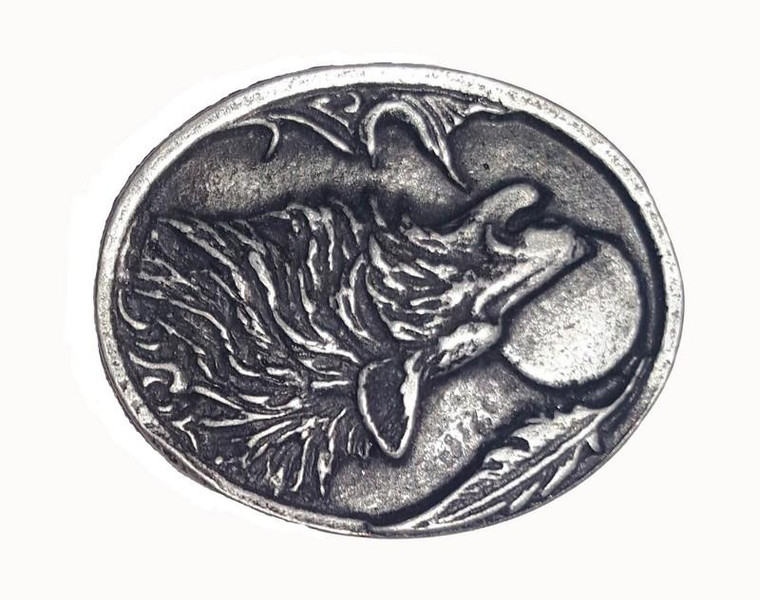 053-P Oval Howling Wolf Cabinet Knob - Pewter by Buck Snort Lodge
