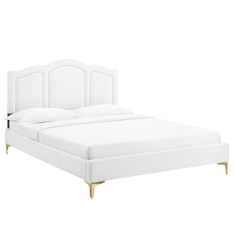 Emerson Performance Velvet Queen Platform Bed - White MOD-6577-WHI By Modway Furniture