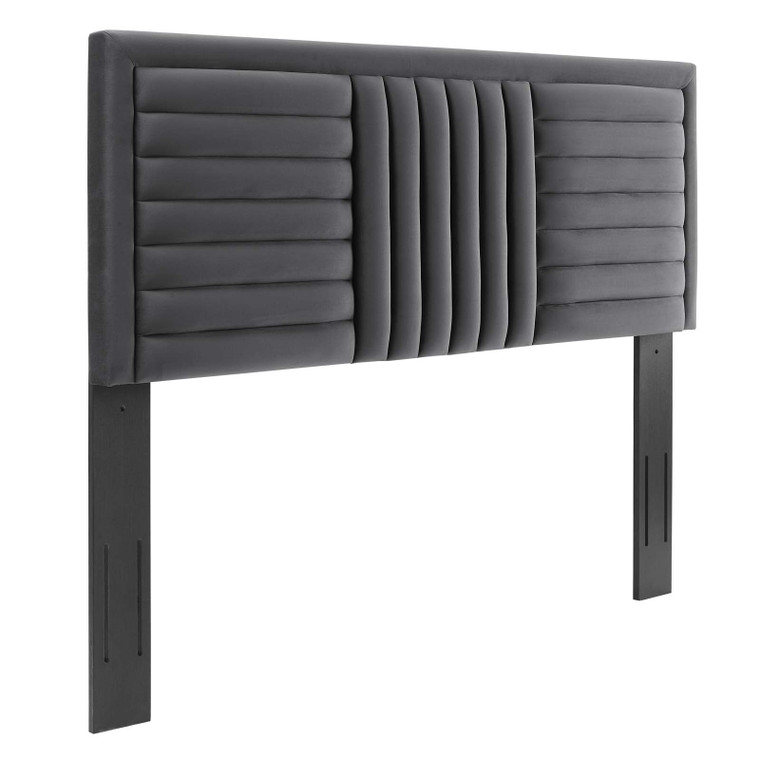 Believe Channel Tufted Performance Velvet King/California King Headboard - Charcoal MOD-6666-CHA By Modway Furniture