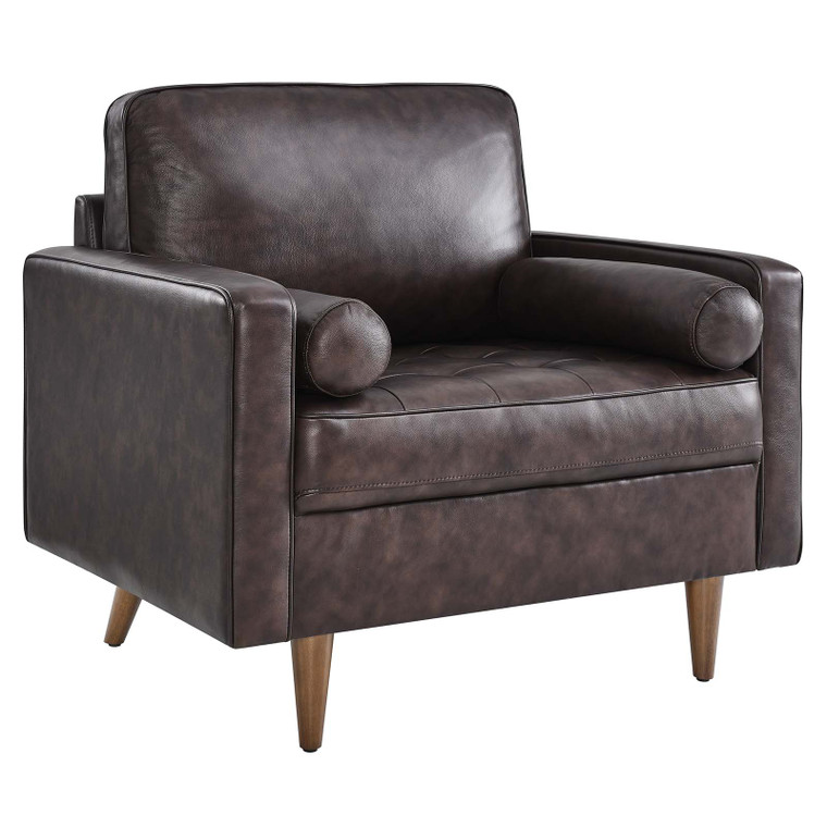 Valour Leather Armchair - Brown EEI-5869-BRN By Modway Furniture