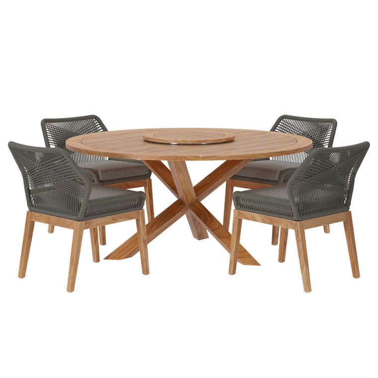 Wellspring 5-Piece Outdoor Patio Teak Wood Dining Set - Gray Graphite EEI-6118-GRY-GPH By Modway Furniture