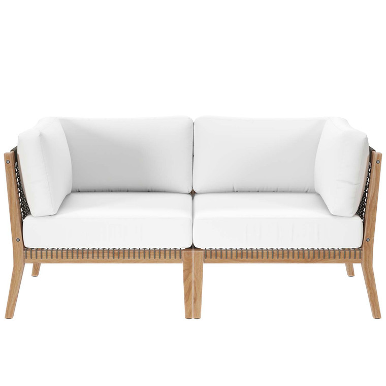 Clearwater Outdoor Patio Teak Wood Loveseat - Gray White EEI-6119-GRY-WHI By Modway Furniture