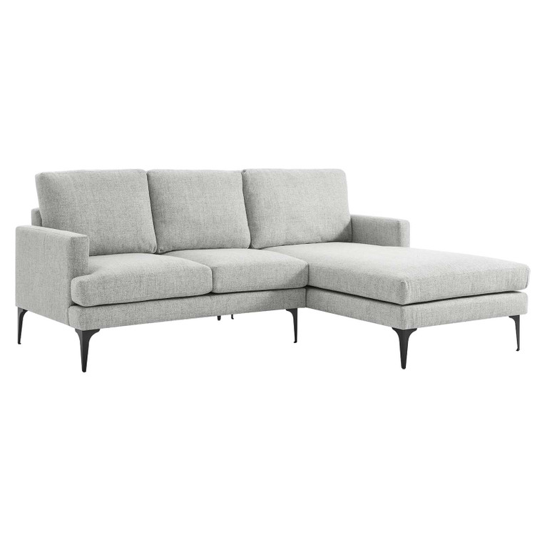 Evermore Right-Facing Upholstered Fabric Sectional Sofa - Light Gray EEI-6012-LGR By Modway Furniture