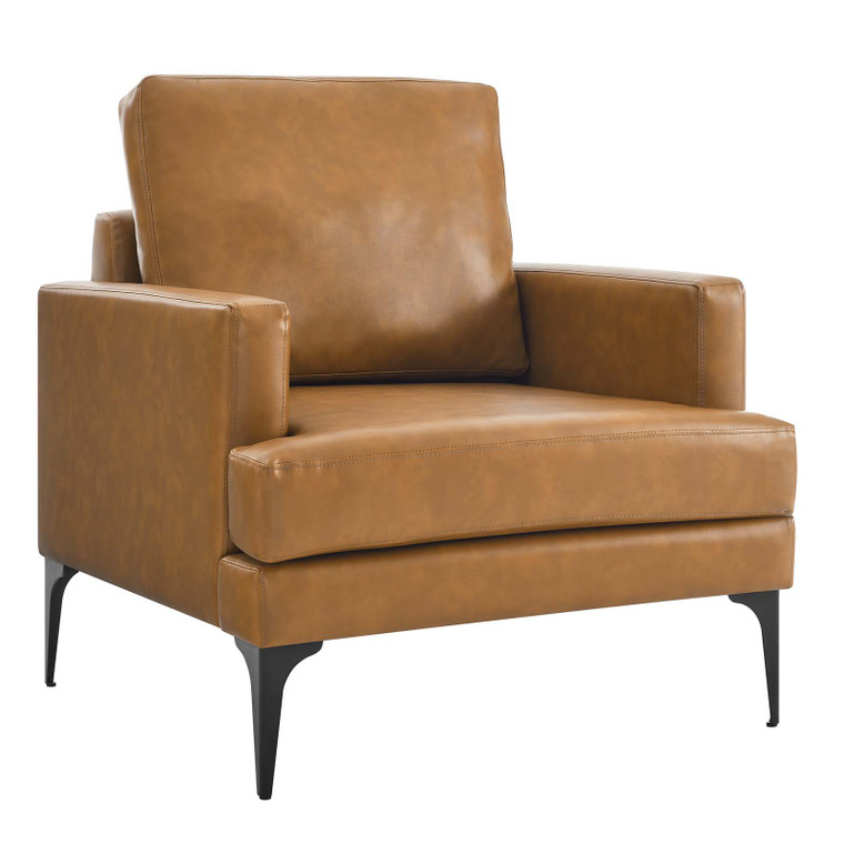 Evermore Vegan Leather Armchair - Tan EEI-6047-TAN By Modway Furniture