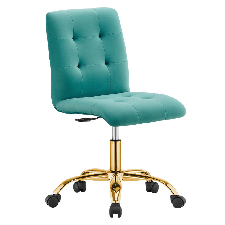 Prim Armless Performance Velvet Office Chair - Gold Teal EEI-4973-GLD-TEA By Modway Furniture