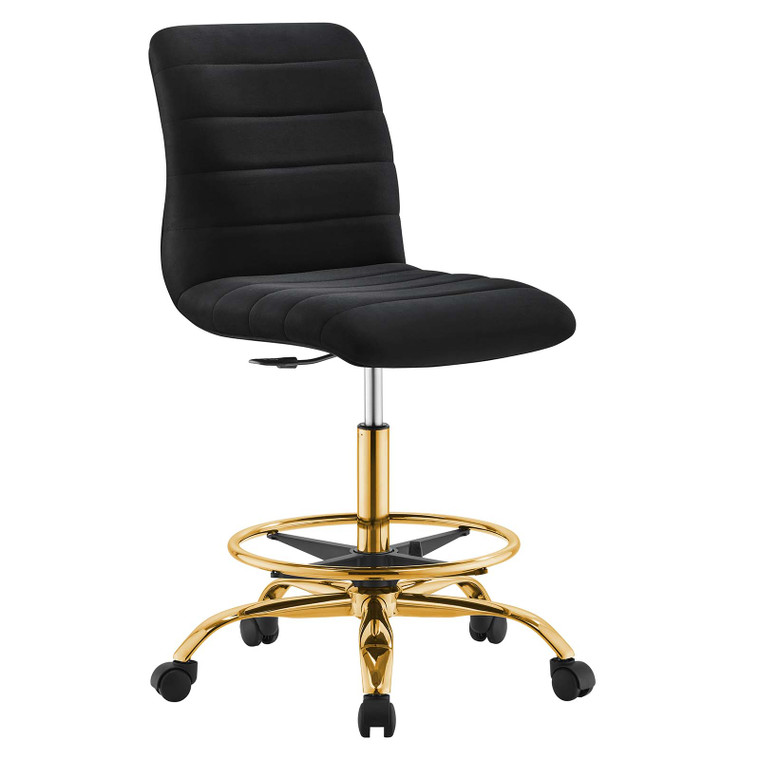 Ripple Armless Performance Velvet Drafting Chair - Gold Black EEI-4976-GLD-BLK By Modway Furniture