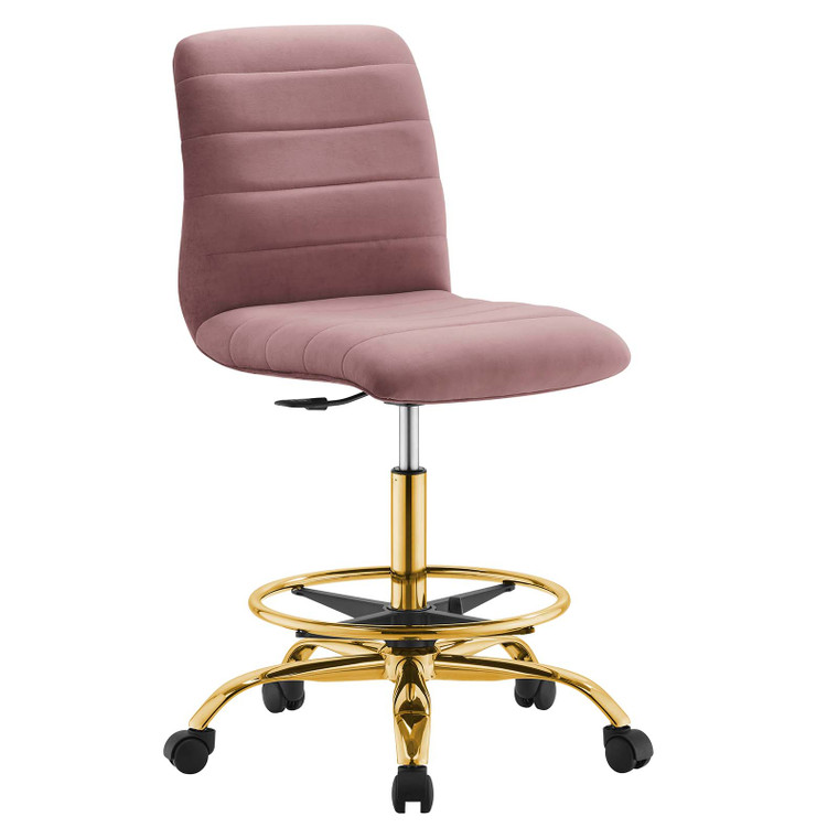 Ripple Armless Performance Velvet Drafting Chair - Gold Dusty Rose EEI-4976-GLD-DUS By Modway Furniture