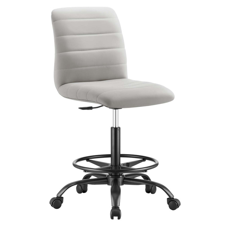 Ripple Armless Vegan Leather Drafting Chair - Black Light Gray EEI-4978-BLK-LGR By Modway Furniture