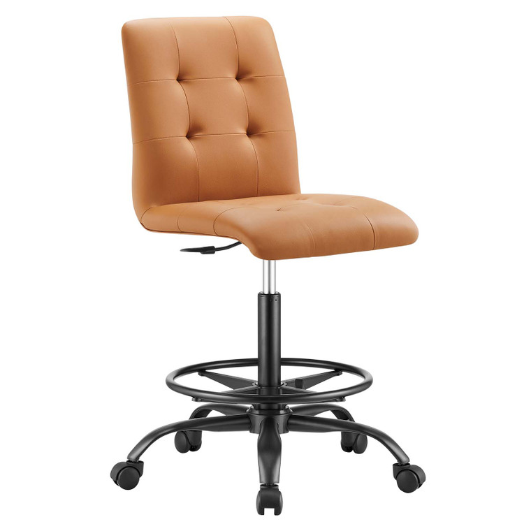 Prim Armless Vegan Leather Drafting Chair - Black Tan EEI-4979-BLK-TAN By Modway Furniture