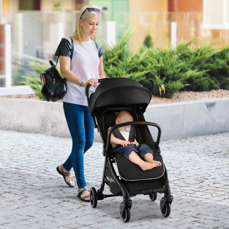 One-Hand Folding Portable Lightweight Baby Stroller With Aluminum Frame-Black BC10130DK